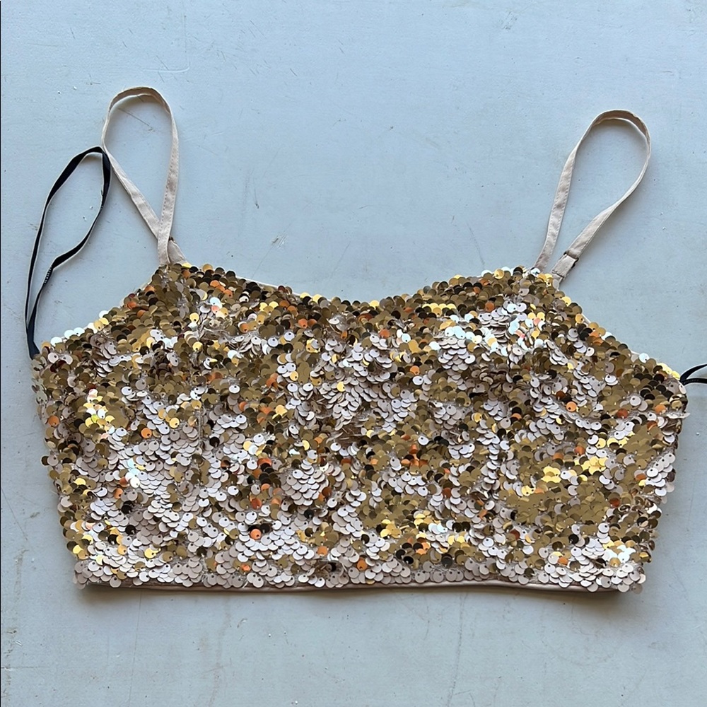 Forever 21 Gold Sequin Crop Camisole